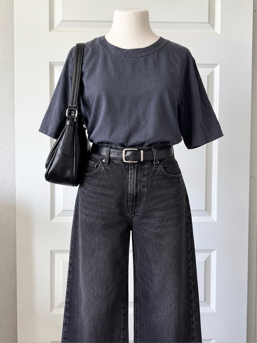 Vintage Style Production 100% Silk Matte Black Short Sleeve Blouse